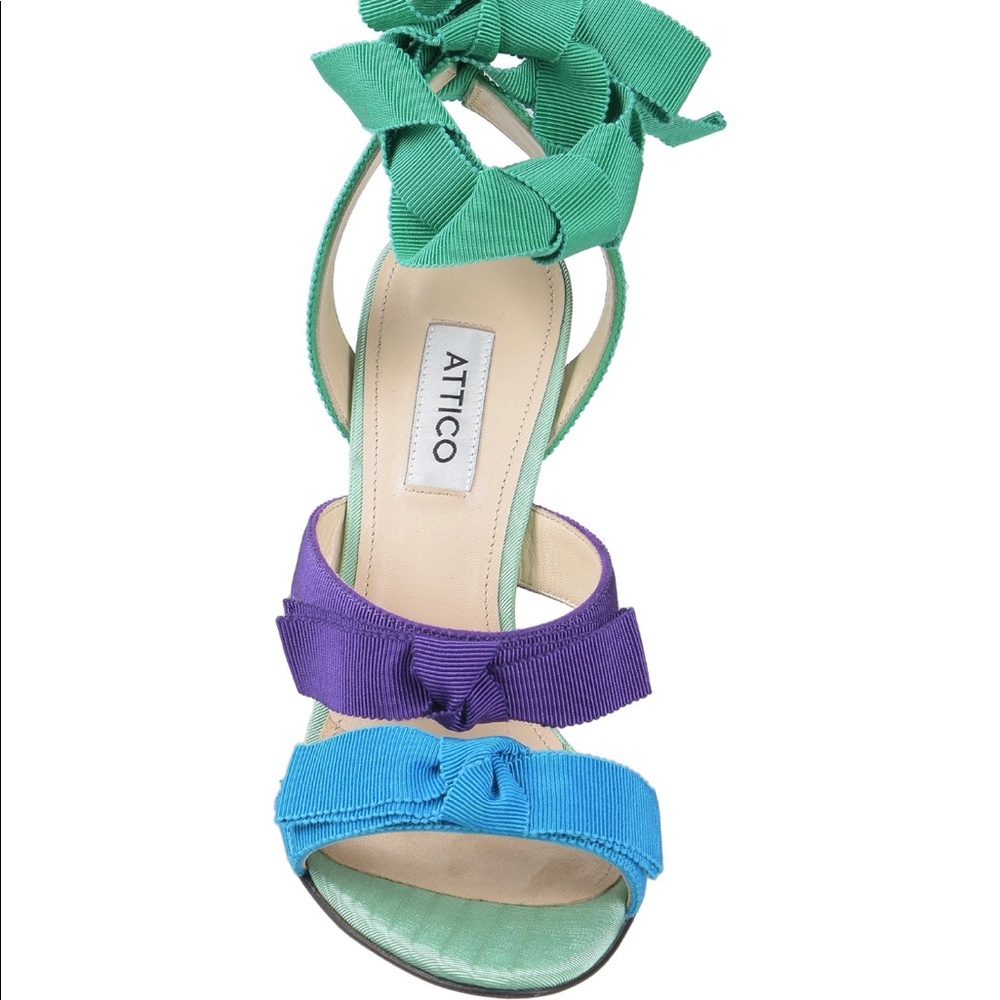 The Attico Multi-Colored Ribbon Leather Strap Design Green/Purple/Blue Sandals View 4